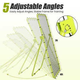 CHAOBING 7x4 FT Volleyball Rebounder Net, 5-Angle Adjustable with Steel Frame & High-Tension PE Netting, for Lacrosse, Baseball, Soccer Practice Perfect for Setting, Spiking, and Bumping (Green)