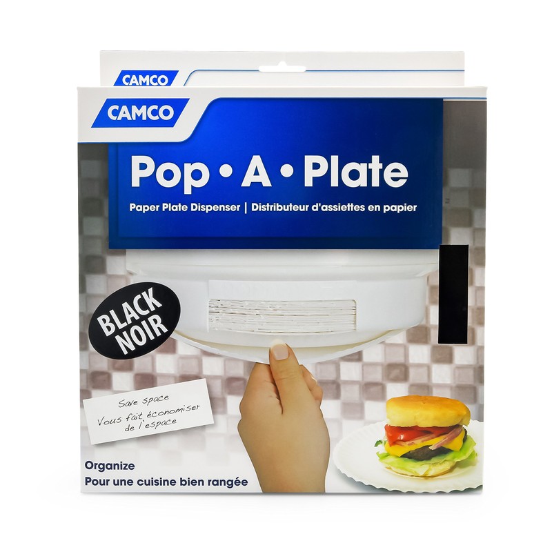 Camco 9-inch Pop-A-Plate Plastic Plate Dispenser | Ideal for Compact