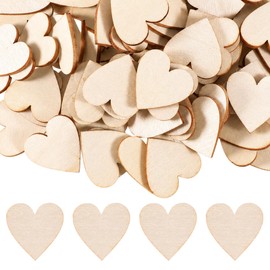 100 Pcs 1" Wooden Hearts for Crafts, DIY Ornaments, Hanging Decorations