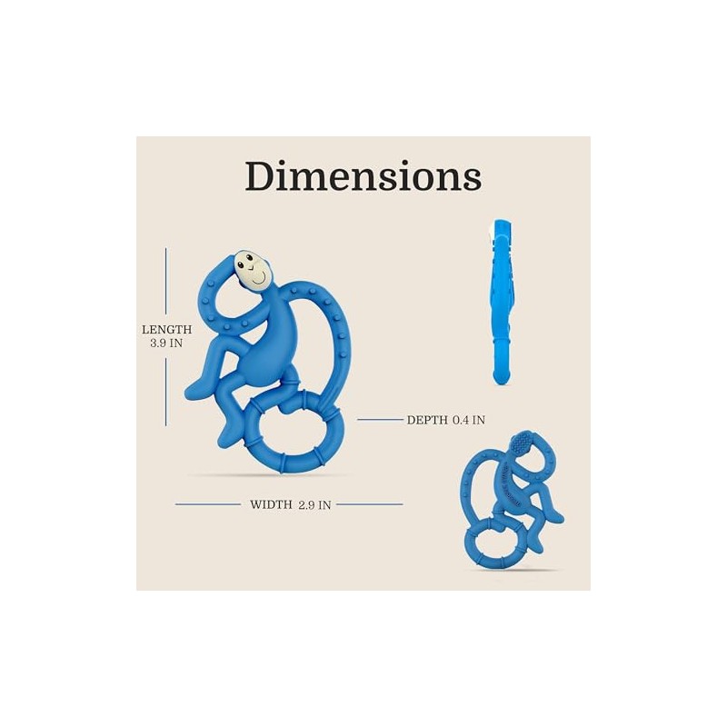 Mordedera para Bebé MatchStick Mini Monkey Mordedor, Azul (Blue), 10