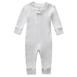 Owlivia Organic Cotton Baby Boy Girl Zip up Sleep N Play, Footless, Long Sleeve(0-3 Months, Ivory White)