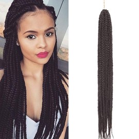 SEGO Crochet Braid Extensions Afro Twist Crochet Braiding Synthetic Hair Extensions Hairpiece 24 Strands/Pack Natural Black