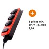 Zenitech Zenitech - Wasserdichte Steckdosenleiste 3 Steckdosen 16A 2P+E mit