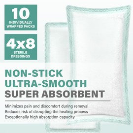 EVERLIT Super Absorbent Dressing for Heavily Exuding Wound Care | EquiFlow Technology for Fast Absorption | Pack of 10 Sterile Non-Adhesive Polymer Gauze Pads | Reduce Leakage and Skin Maceration