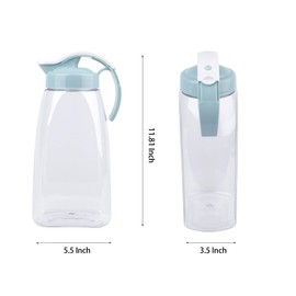 Frcctre 2 Pack Plastic Water Pitcher with Lid, 74 Oz Clear Airtight Beverage Pitcher Juice Container Water Carafe Fridge Jug for Juice, Coffee, Iced Tea, Lemonade, Heat Resistant & Shatter-proof