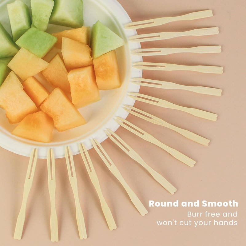 Mini Fruit Fork 3.5 inch Mini Bamboo Forks Cocktail Forks