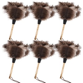 FeelfunFeather Ostrich Feather Duster 14" Natural Handheld Reusable Feathers Dusters with Wooden Handle for Cleaning Supplies Home Car Office(6PCS)