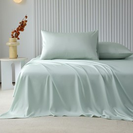 HighBuy Green Full Sheets Set 4 Piece - Breathable Tencel Lyocell Sheets Full Bed Sheet Set - 16" Deep Pocket Cooling Sheets Full,Luxury Soft Bedding Sheets & Pillowcase Set,Easy Fit Fitted Sheets