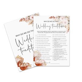 Bridal Shower Games, 25 Pcs Wedding Traditions Themed Fall Bridal Shower Game Card with 1 Answer Card, Love is in Bloom Wedding Game, Boho Floral Bachelorette Engagement Party Favors -12