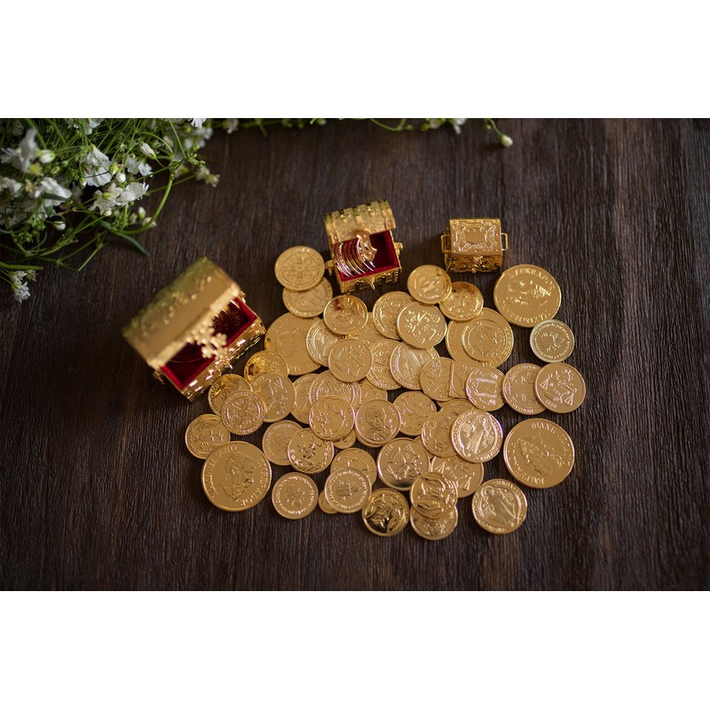 Arras Matrimoniales de baño de Oro 24K con Cofre y
