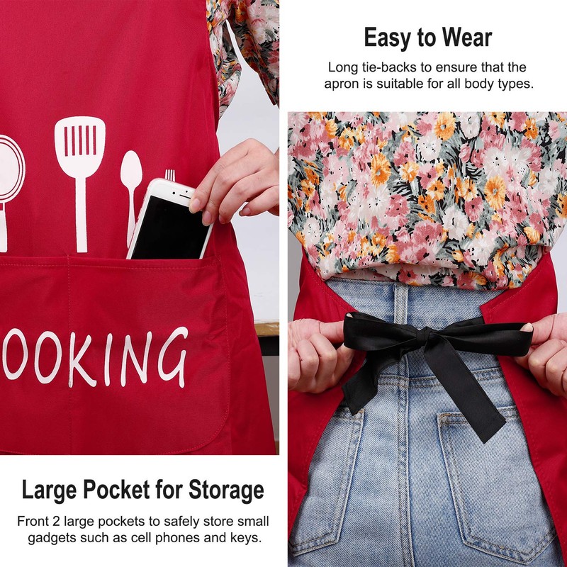 MengH-SHOP Apron Unisex Cooking Apron Waterproof Bib Apron with 2