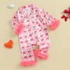 Kuriozud Baby Girl Silk Stain Pajamas Feather Cuffs Romper One-Piece