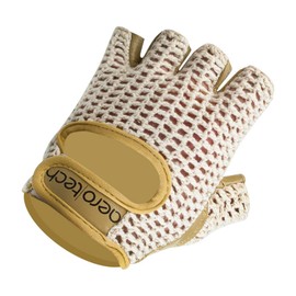 AERO|TECH|DESIGNS | Crochet Cycling Gloves | Natural Leather Padded Palms | Small | Beige