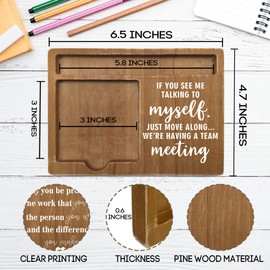 If You See Me Talking to Myself Decor Gift, Wooden Desk Note Pen Holder, Inspirational Quotes Office Desk Decor, Thank You Teachers Day Gifts for Colleague Family Friends-A06