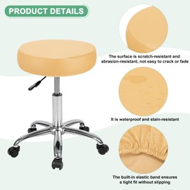 M METERXITY 4-Pack Bar Stool Covers Round, for 12-14 Inch Chair Waterproof PU Seat Covers with Elastic Bands for Bar Stool/Round Cushion [Yellow]