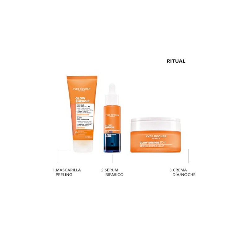 Yves Rocher, Glow Energie Mascarilla Facial Efecto Peeling, Vitamina C,