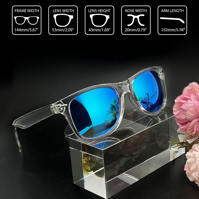 Joopin Oversized Square Sunglasses Mirrored Shades for Women Men Clear