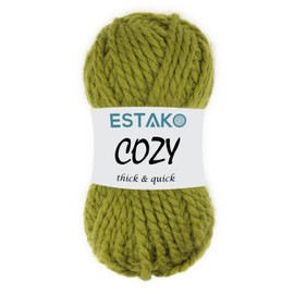 Estako Cozy Thick & Quick Yarn 20% Wool 80% Acrylic Soft Super Bulky Weight #6 Knitting and Crocheting Yarn 3.52 oz (100gr) 65 yds (60 m) (50490-Grass)