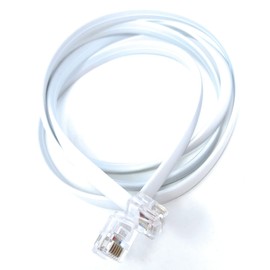 DRUT 1m FLAT RJ12 to RJ12 6P6C Cable Lead Plug to Plug RJ11 with 6 pin Wire 3.3ft White