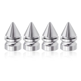 4PCS Car Tire Valve Caps, Spike Aluminum Alloy Valve Stem Caps, Dustproof and Rustproof Tire Covers, Tire Trim Accessories, Universal for Cars, Trucks, SUVs, Motorcycles, Bicycles (Silver)