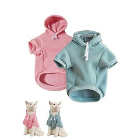 QWINEE Conjunto de 2 Sudaderas básicas para Perros y Gatos, Chaqueta Abrigada, Camisa y Ropa para Cachorros y Gatitos (tamaño pequeño, Mediano y Extra Grande), Rosa y Verde.