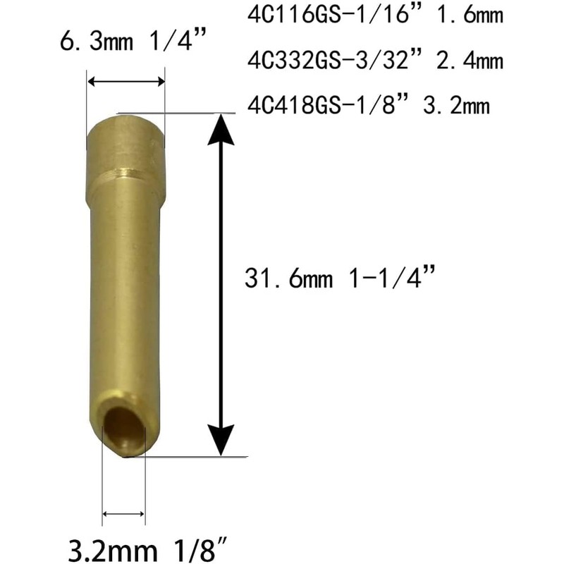 RIVERWELD TIG Short Wedge Collet 4C418GS-1/8" 3.2mm Fit DB SR