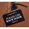 Stylish Black and White Engraved, 'Please Use Back Door', Sign