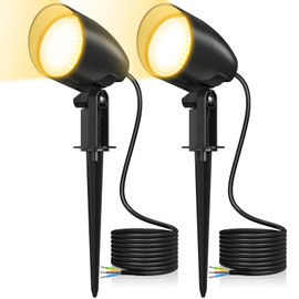 MEIKEE 20 W Garden Lighting Warm White 2700 K Garden Lamp IP66 Waterproof Super Bright Garden Spotlight with Ground Spike Garden Light Ideal for Outdoors, Garden, Patio, Tree, Paths, Pack of 2 without