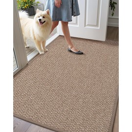 Color&Geometry Large Front Door Mat Indoor Entrance, 24"X47" Indoor Mats for Entryway Non Slip Rubber Backed, 2x4 Dirt Trapper Double Door Mat Washable, Beige (Rolled-up NO Creases)
