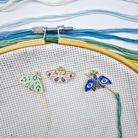Butterfly Needle Minder Magnetic Needle Keeper for Cross Stitch Embroidery Sewing Needle and Pin Holders Needlepoint Accessories (Colored Butterfly)