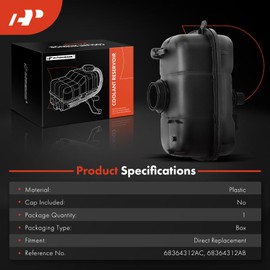 A-Premium Engine Coolant Overflow Recovery Reservoir Tank [Without Cap] Compatible with Jeep JL Series Wrangler 2018-2024