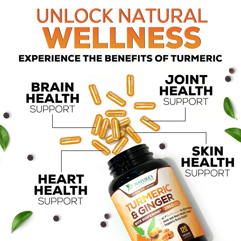 Turmeric Curcumin Supplement 1950mg with Organic Turmeric & Ginger, 95%