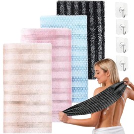 4PCS Zenbody Toalla Exfoliante Japonesa, Doble Cara con 4 Ganchos