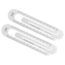 Kozelo 2pcs Metric Straight Ruler - [12cm] Aluminum Scales on Both Sides Metal Paper Bookmark Clip Ruler Silver Tone for Measurement Drawing Office Classroom Use, 1mm Minimum Scale