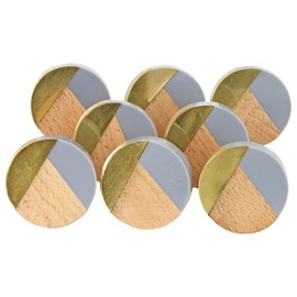 G Decor Three Tone Gold Designs Wood Resin Door Knobs, Vintage, Shabby Chic, Interior Furniture, Cabinet Cupboard Drawers Pulls Handles (8-Pack) (Grey)