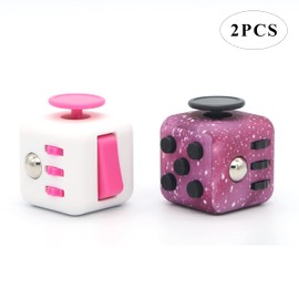 Appash Fidget Cube 2PCS Stress Anxiety Pressure Relieving Toy Great for Adults and Children[Gift Idea][Relaxing Toy][Stress Reliever][Soft Material](1Pink&1Starry)