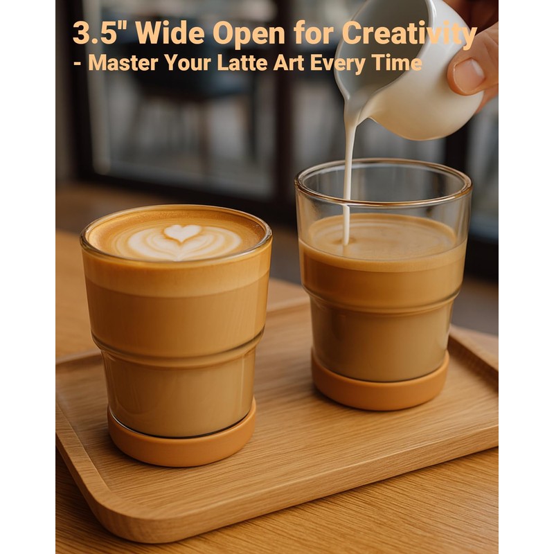 Zukro 13oz/400ml Glass Iced Coffee Cup with Bamboo Lid and