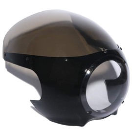XMT-Moto Motorcycle 5.75" 5-3/4" Headlight Fairing Screen Black & Smoke Retro Cafe Racer Drag fits for Harley Davidson Sportster 1200 2004 2005 2006 2007 2008 2009