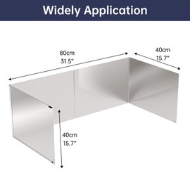 4 Sided Grease Splatter Guard,Foldable Stainless Steel Splatter Guard Oil Splash Guard, Backsplash for Stove Frying Pan Splatter Guard, Oil Proof Baffle Splatter Guard(15.7" X 15.7")