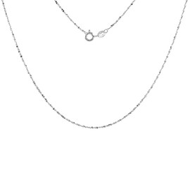 Sterling Silver Diamond Cut Twisted Serpentine Chain 1.1mm Very Thin Nickel Free Italy, 18 inch