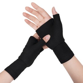 AOOWU Compression Support Thumb Splint, Pack of 2 Compressive Wrist Support Arthritis Gloves, Elastic Bandage Thumb Support, Breathable Thumb Support, Wrist Bandage for Men and Women, S