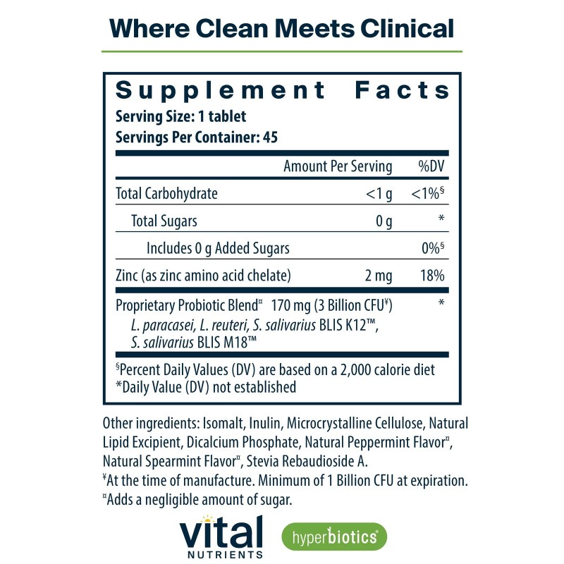 Hyperbiotics PRO-Dental Mint Flavor Oral Health Probiotics - 45 Tablets