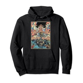 Kidomaru Japanese Monster Movie Retro Ukiyoe Mothra Graphic Pullover Hoodie