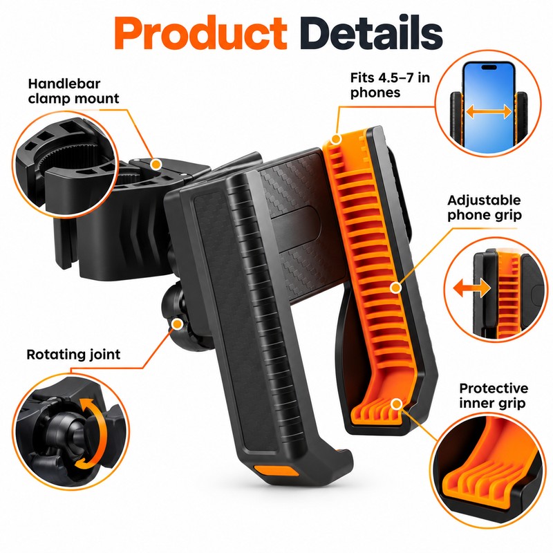Golf Cart Phone Holder for Hands-Free Viewing – 360° Rotating
