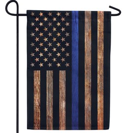 America Forever Thin Blue Line Garden Flag 12.5 x 18 Inch Double Sided Outdoor Yard Decorative Back The Blue Lives Matter American Police Flags, Made in the USA