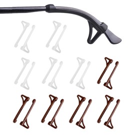 lvvfit Glasses Ear Cushion with Hook, Glasses Ear Grips Anti Slip Silicone Temple Tips Sleeves for Eyeglasses Ear Hooks Eyewear Retainers (Clear+Brown,10Pairs)