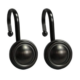 LUXURY WAY Oil- Rubbed Bronze Shower Curtain Hooks - Round，Like Black Antique Shower Curtain Hooks Rust Proof Rings for Bathroom, Living Room, Bedroom Curtains (Bronze)