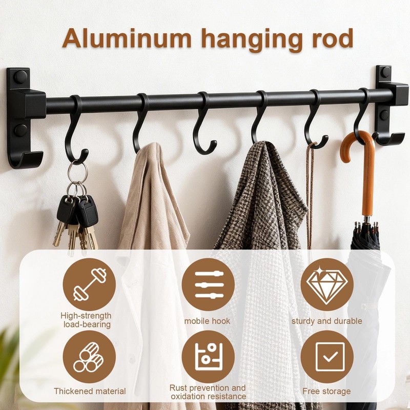 QYDKWK Kitchen Hanging Rack Utensil Rod, Metal Kitchen Holder Hanger,