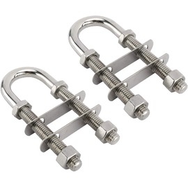 YaeMarine 2-Pack 1/2" Stainless Steel Marine Boat Stern Bow Eye Tie Down U Bolt, Thread Length 4-3/4", Total Length 6-1/2" (Dia. 1/2" x 6-1/2" Total Length)