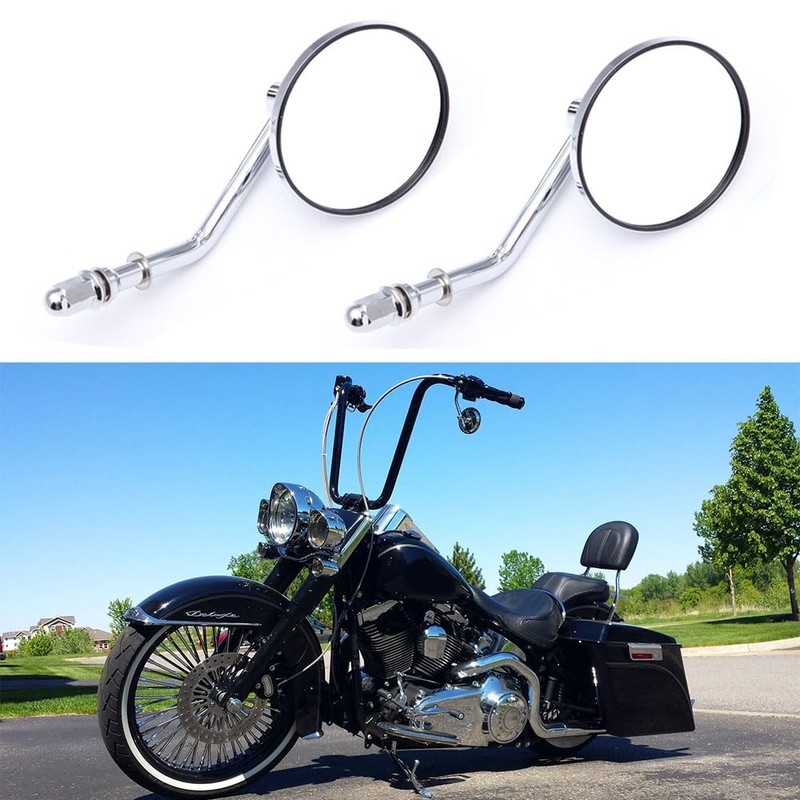 goodfitment M8 M10 Chrome Motorcycle Mirrors,2Pcs Universal Round Shape Rear